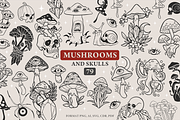 Mushrooms and skulls silhouette cutt, an Illustration by Siriliadka Dreams (Thumbnail 1 of 9)