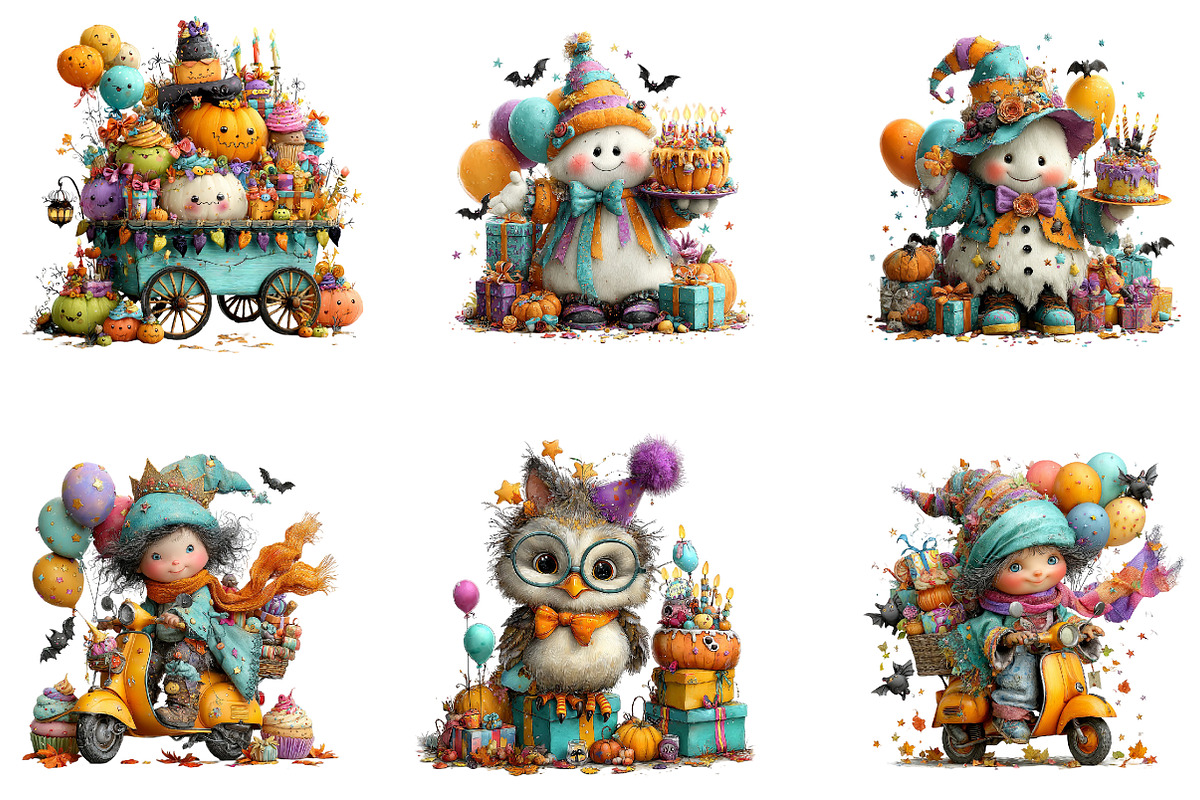 Halloween Birthday Party Clipart, a Seasonal Illustration by CreationArt (Photo 5 of 7)