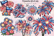 Fireworks 4th of July Watercolor Cli, an Illustration by SVGArt (Thumbnail 1 of 9)