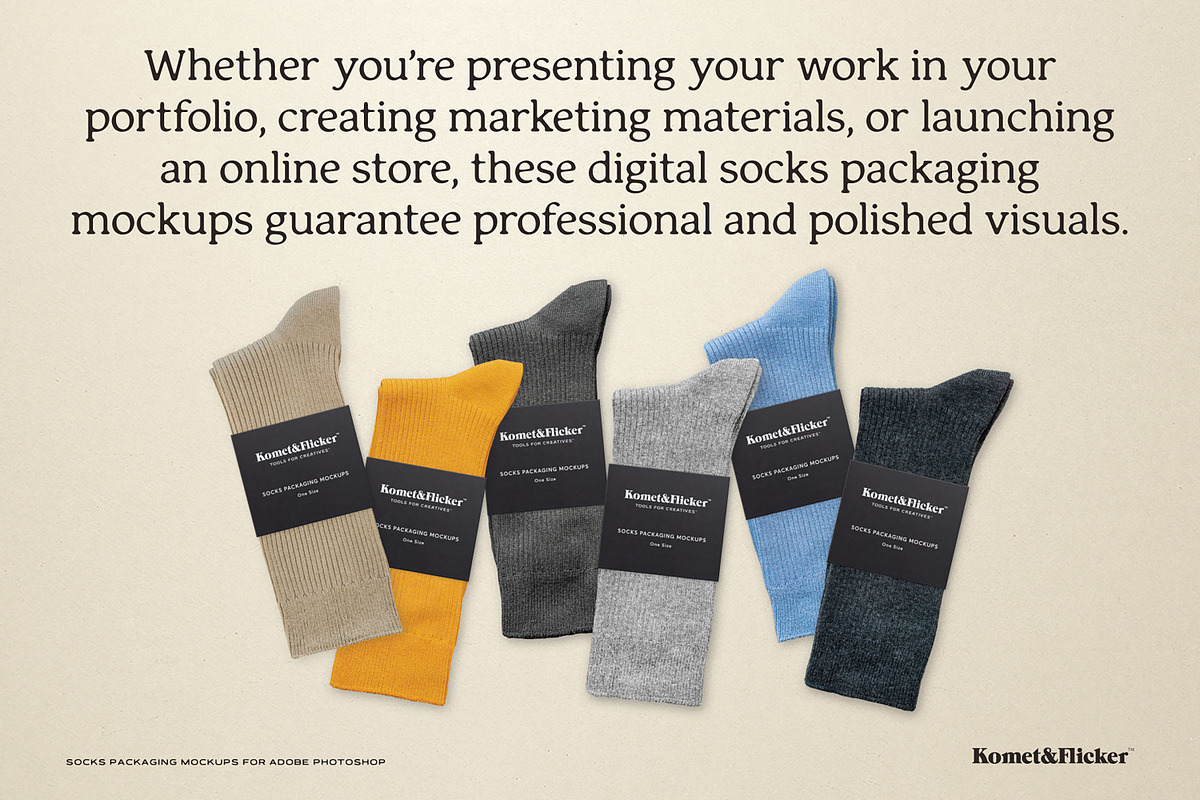 Socks Packaging Mockups, a Shirt Mockup by Komet & Flicker (Photo 2 of 9)