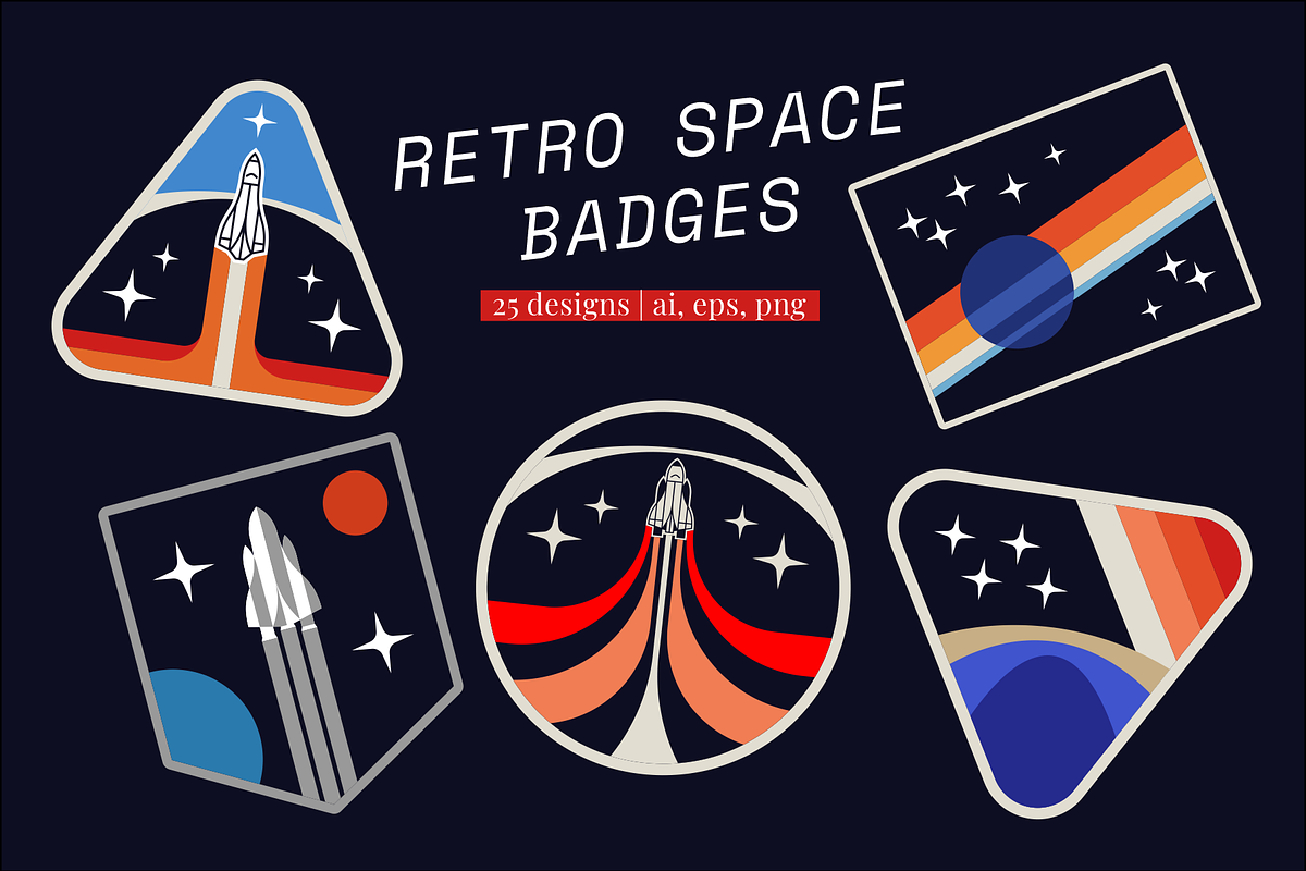Retro Space Badges, an Illustration by Firowerk (Photo 1 of 5)