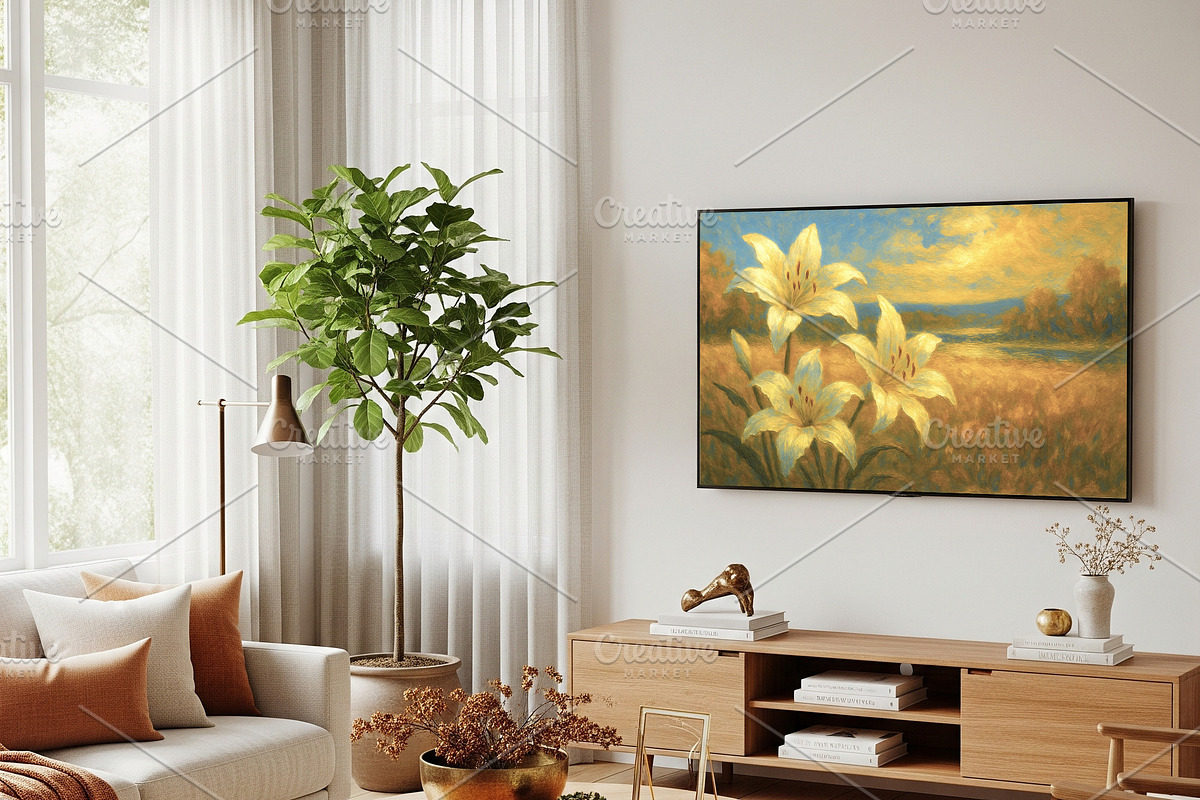Golden Sunset Lily Painting, a Background Graphic by Floraphoria (Photo 9 of 10)