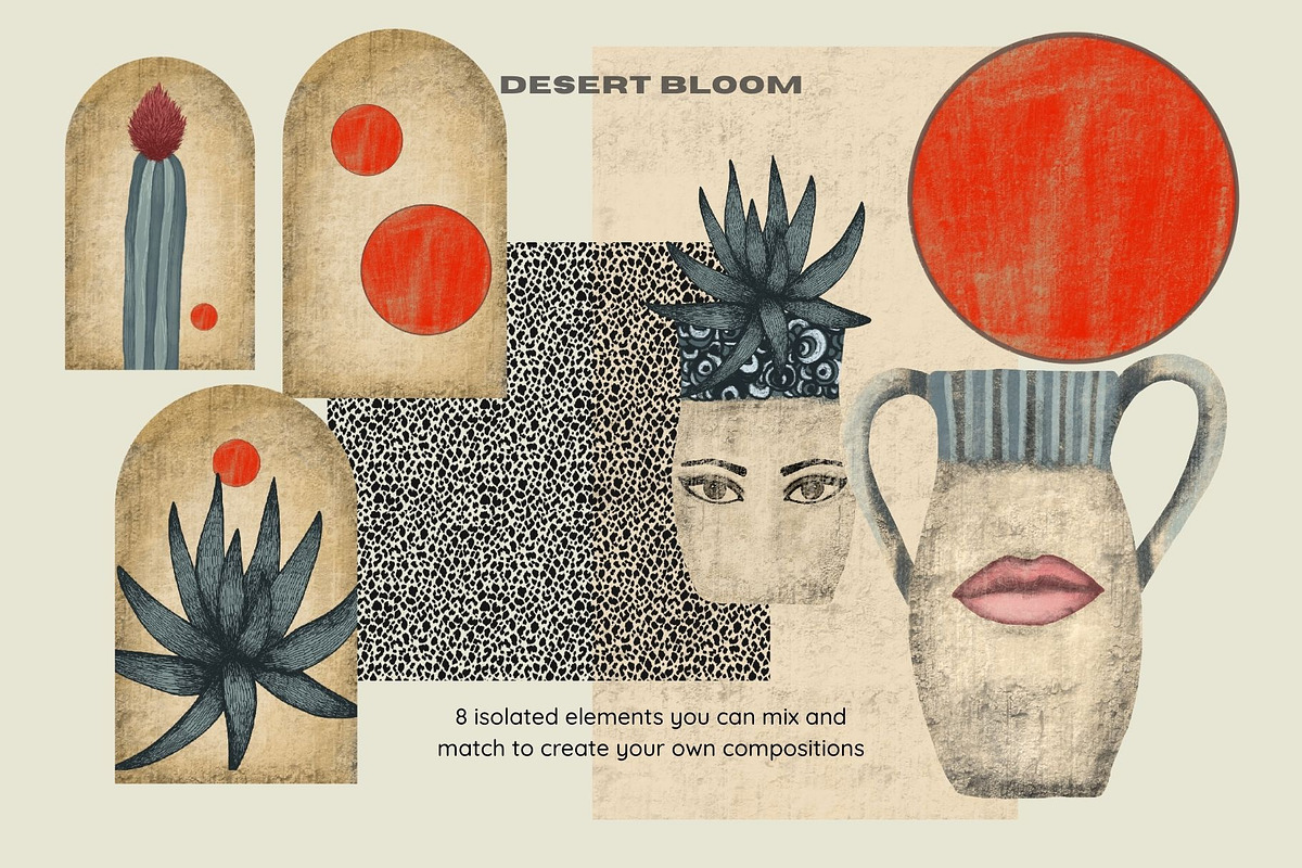Desert Bloom-Set, a Decorative Illustration by StudioLapis (Photo 3 of 8)