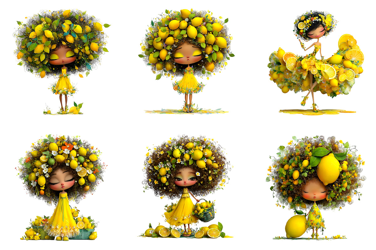 Whimsical lemon Girl Clip Art, an Illustration by SinaCreation (Photo 3 of 9)