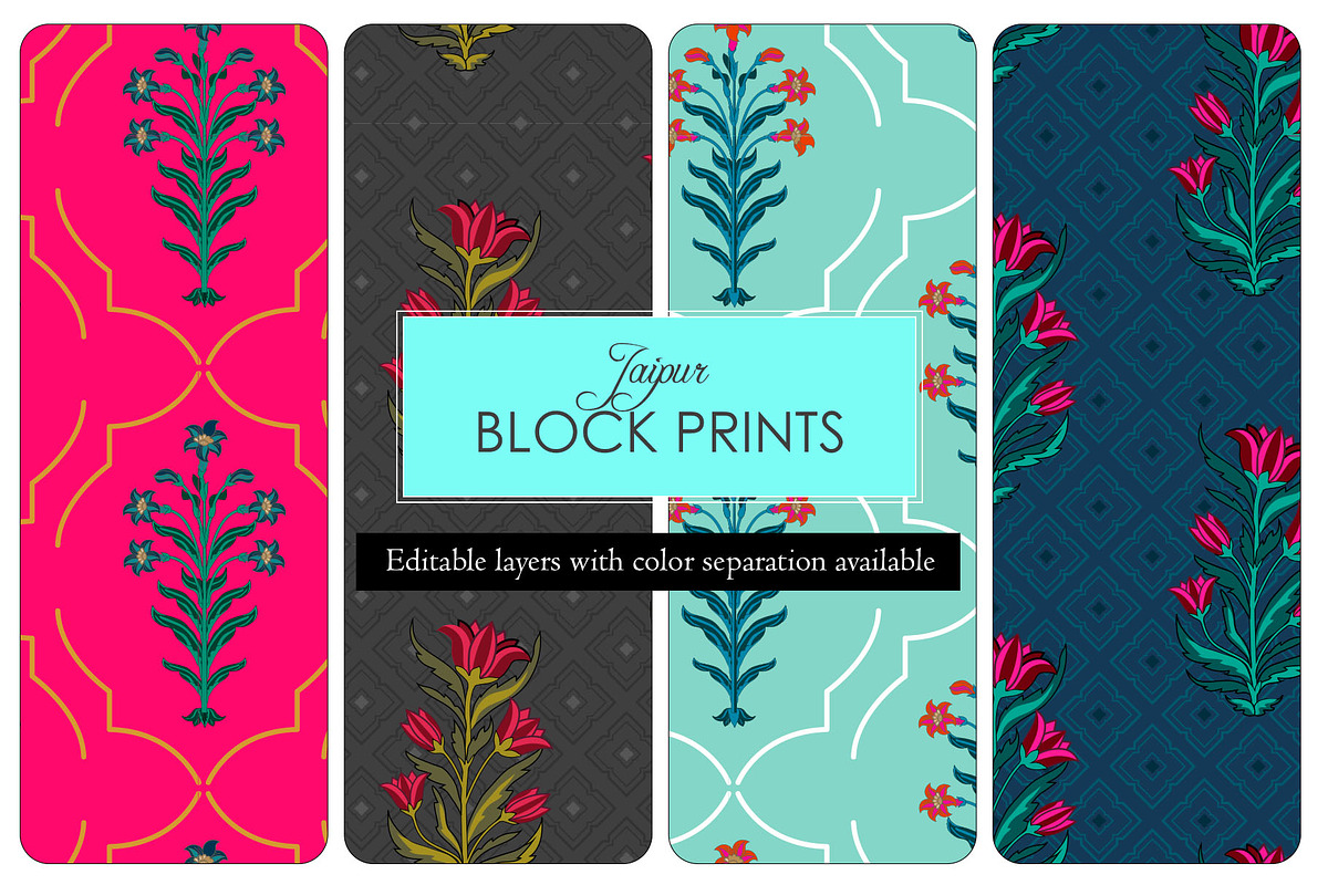 Indian Block Print : Set of 4, a Pattern Graphic by Artifactory Studios (Photo 1 of 4)