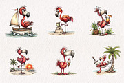 Whimsical Summer Flamingo Clipart, an Illustration by CreationArt (Thumbnail 6 of 7)