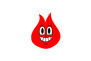 Wide smiling red flame character, an Object Illustration by GraphiShop