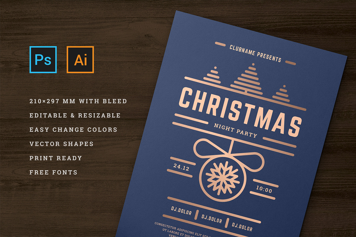 Christmas party invitation flyer, a Flyer Template by Vasya Kobelev (Photo 4 of 5)