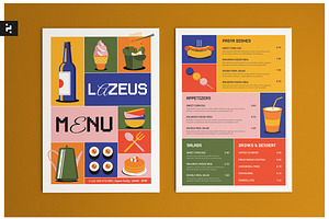 Retro Colorful Food Menu, a Card Template by Neermana