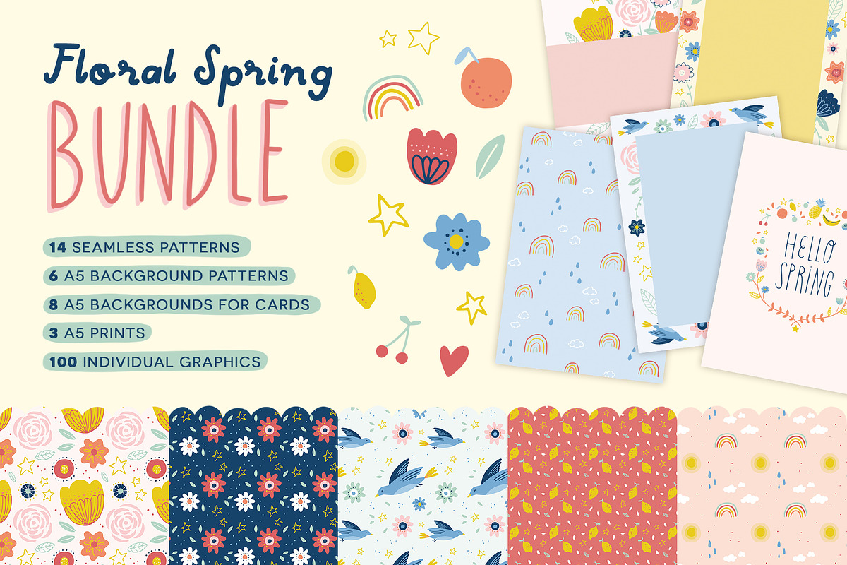 Floral Spring Bundle, Patterns +more, a Pattern Graphic by Carole Chevalier (Photo 1 of 11)