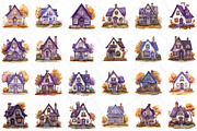 Purple Autumn Cottage Home Clipart, an Illustration by DreamPrint404 (Thumbnail 2 of 6)