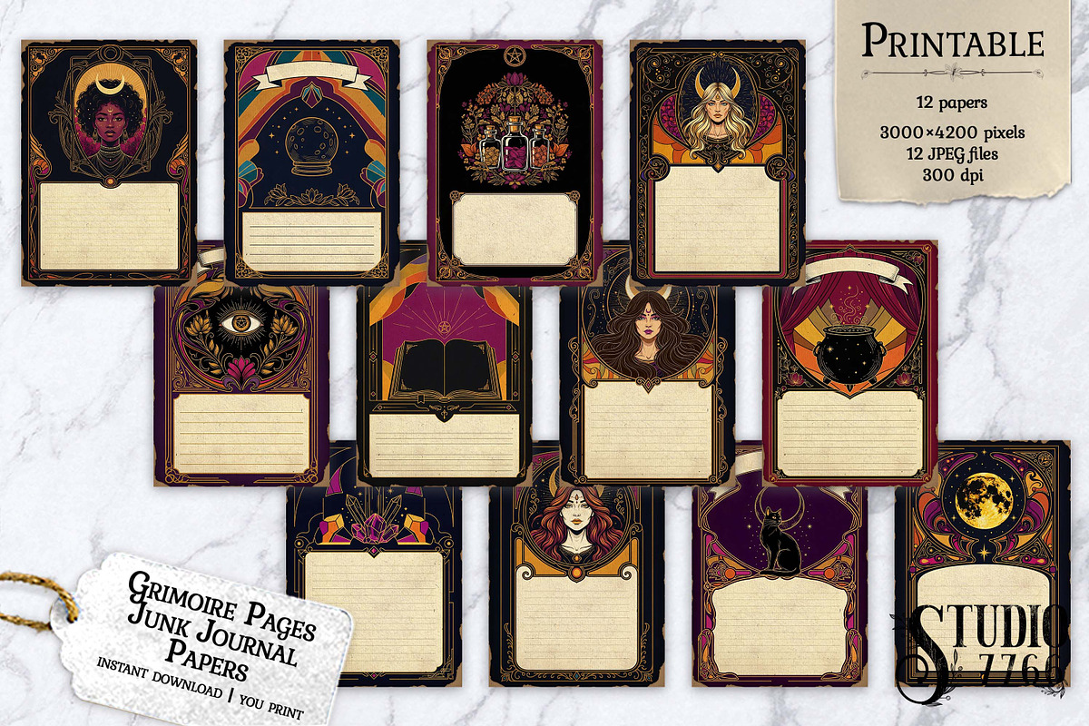 Grimoire Pages Junk Journal Papers, a Graphic by Studio 7766 (Photo 1 of 3)