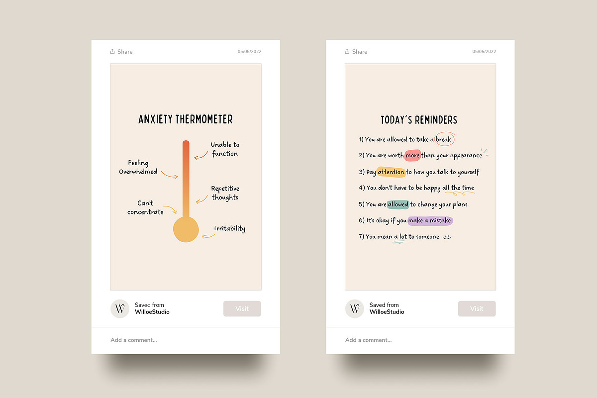 Mental Health Instagram Kit - Canva, a Social Media Template by Willoe Studio (Photo 11 of 12)