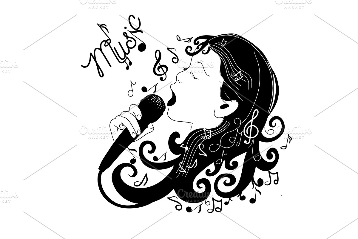 happy cute little kid girl sing a, a Person Illustration by Nenahliadava Design