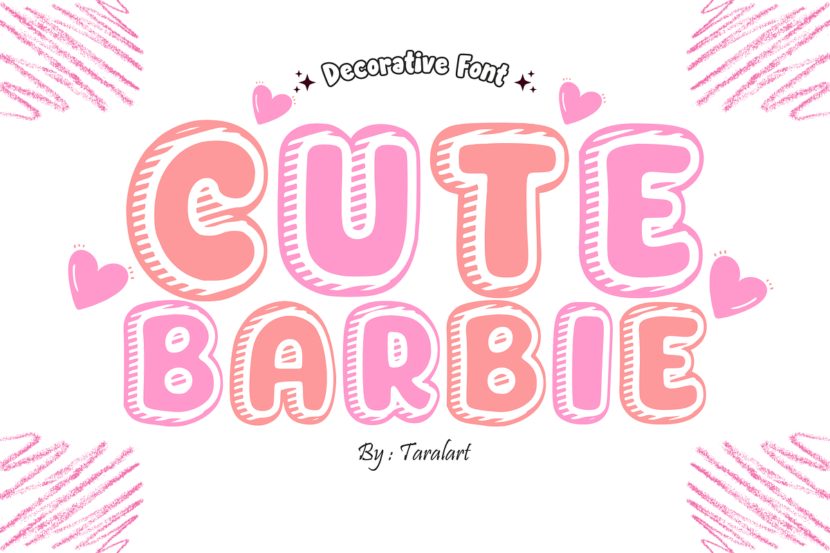 CUTE BARBIE - Playful Girly Font, a Sans Serif Font by KiddoGlyphs Studio (Photo 1 of 5)