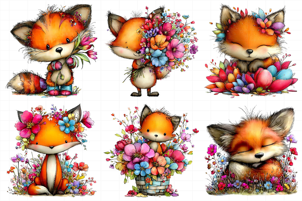 Whimsical Spring Fox Clipart, an Illustration by Daily.Designs (Photo 6 of 7)