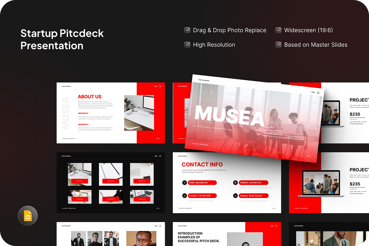 Musea Startup Pitcdeck Google Slide, a Presentation Template by SquidPixey (Photo 1 of 7)