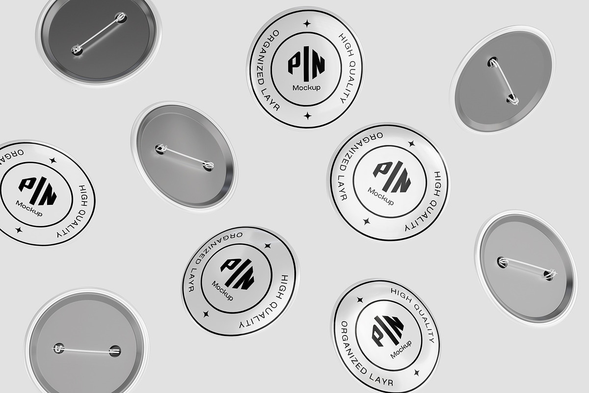 Round Pin Badges Mockup, a Merchandise Mockup by DSNA Mockup (Photo 4 of 6)