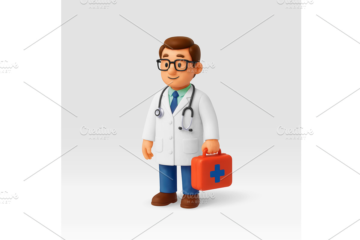 3d male doctor in white coat, an Object Illustration by Abscent