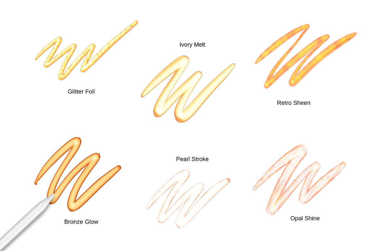 Procreate Metallic Brushes, a Brush Add-On by HopeArtIllustration (Photo 3 of 6)