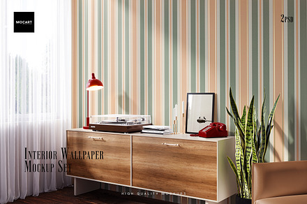 Interior Wallpaper Mockup Set v.2, a Household Mockup by Mocart