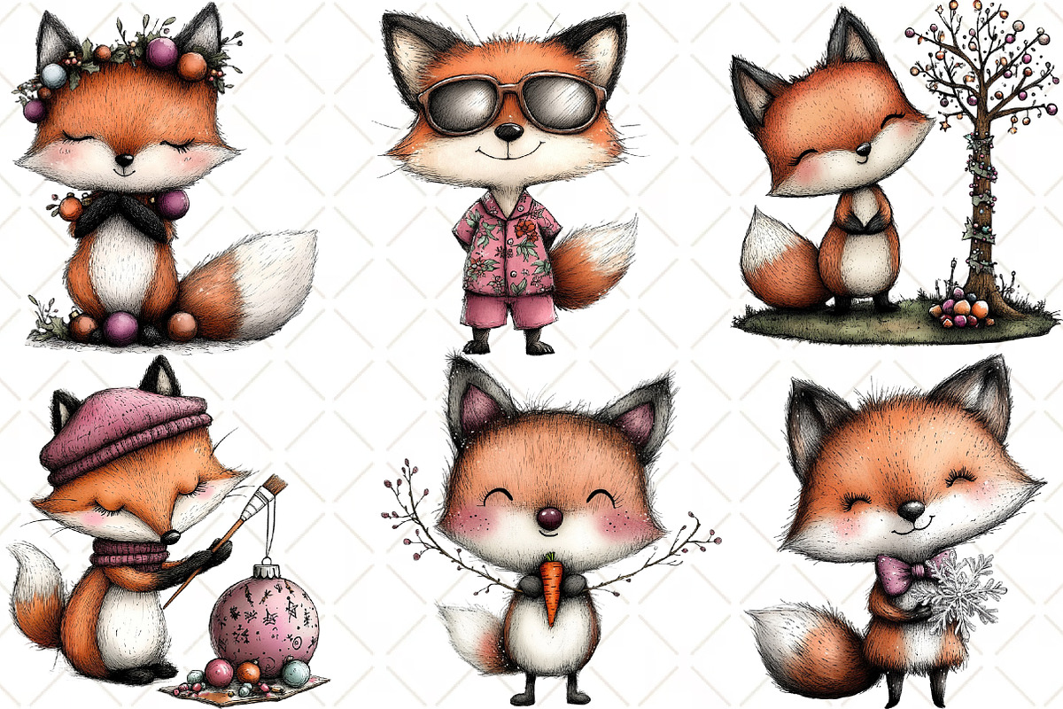 Whimsical Fox Clipart, an Illustration by Black Bird Studio (Photo 2 of 6)