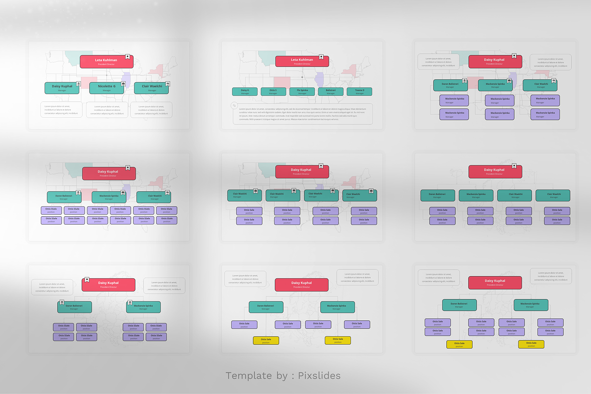Org Chart PowerPoint Template, a Presentation Template by Pixslides