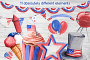 4th of July Watercolor Clipart Set, a Decorative Illustration by Sha1nee (Thumbnail 2 of 4)