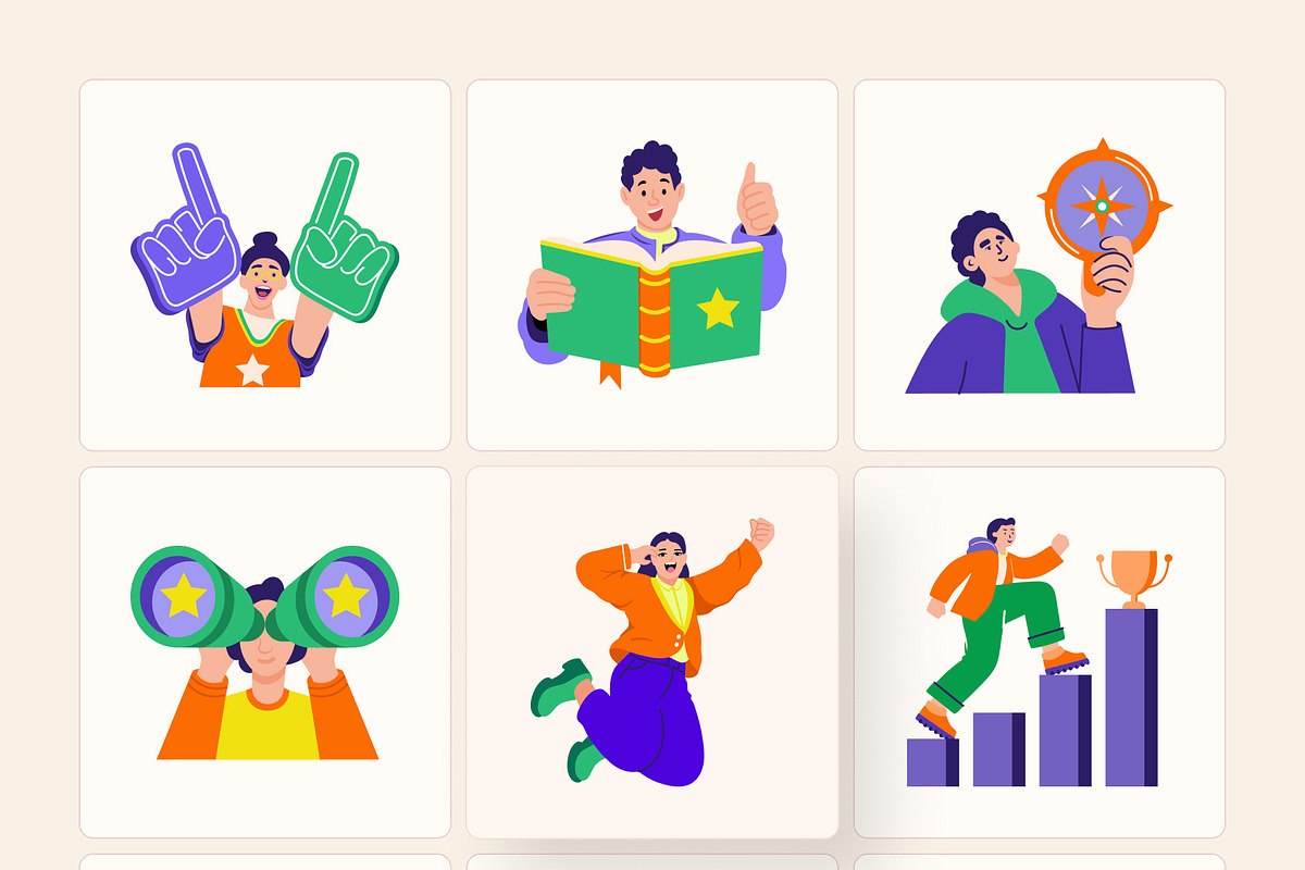 Success Illustration Art Set, a Person Illustration by Brickclay (Photo 9 of 9)