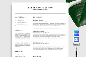 Resume / CV Template Canva & Word