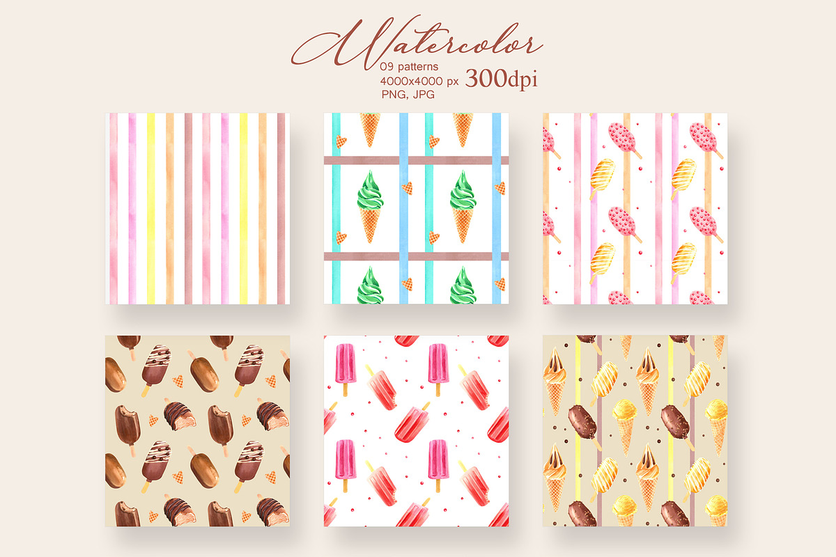 Watercolor ice-cream, an Object Graphic by Anastasia Timosch (Photo 3 of 6)