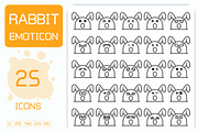 Cute Rabbit Emoticons Illustrations, an Outline Icon by Designfour (Thumbnail 1 of 7)