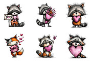 Valentine's Whimsical Raccoon Clipar, an Illustration by CreationArt (Thumbnail 4 of 5)