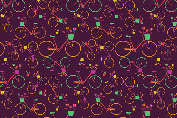 Vector Bike Seamless Patterns.