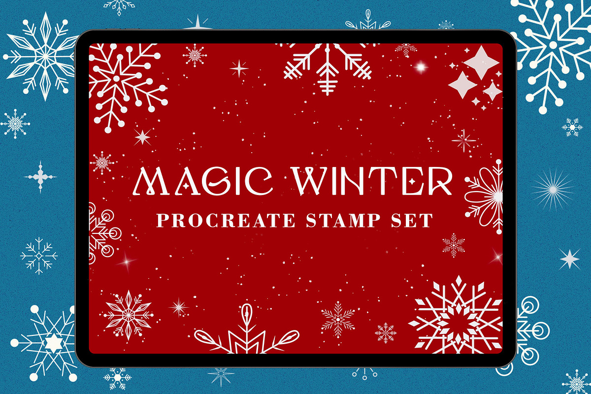 Procreate snowflakes and stars stamp, a Brush Add-On by Julia Right Studio (Photo 1 of 4)