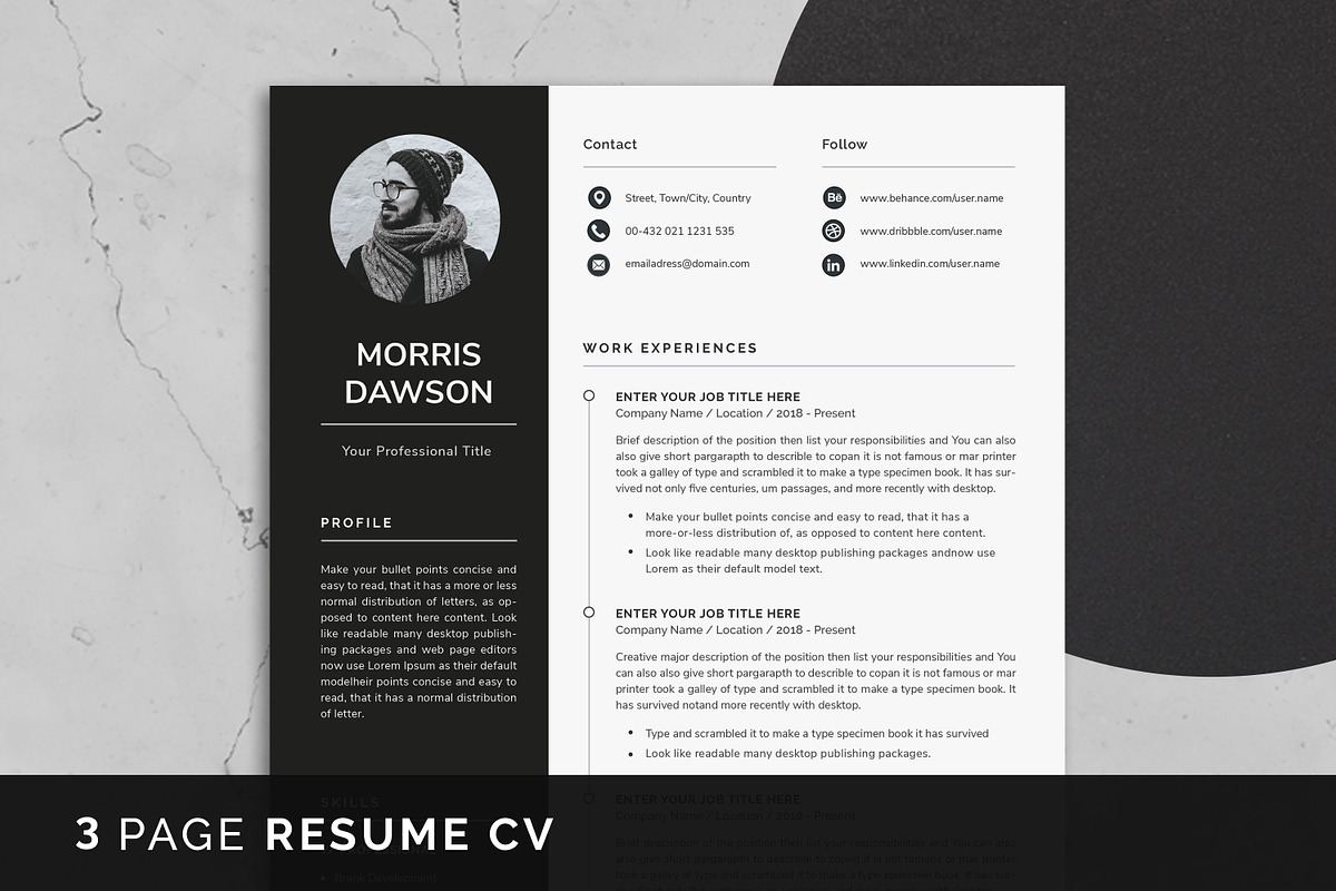 Resume Template 3 Page, a Resume Template by SlideCo (Photo 1 of 5)