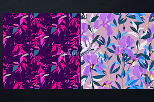 Violet Floral Seamless Vector Pack