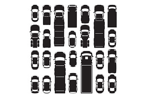 Black silhouette of cars top view, a Transportation Illustration by Yayasya
