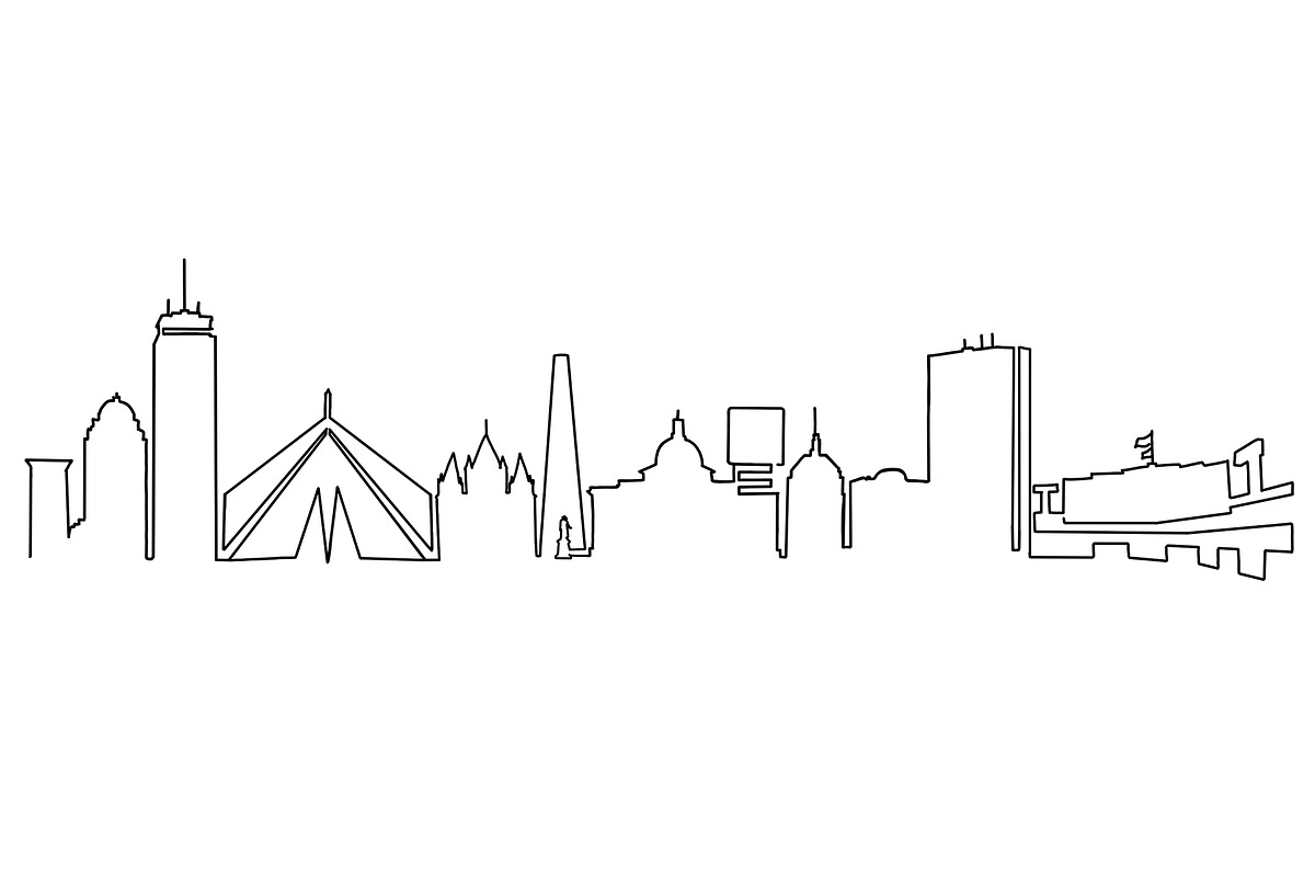 Boston Skyline Line Drawing, a Work Illustration by PageLightStudios (Photo 1 of 2)