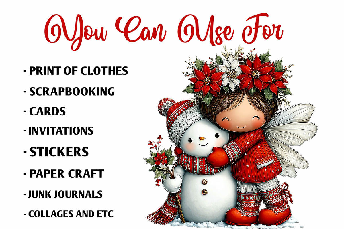 Whimsical Christmas Fairy Clipart, a Seasonal Illustration by fashionaddict (Photo 6 of 7)