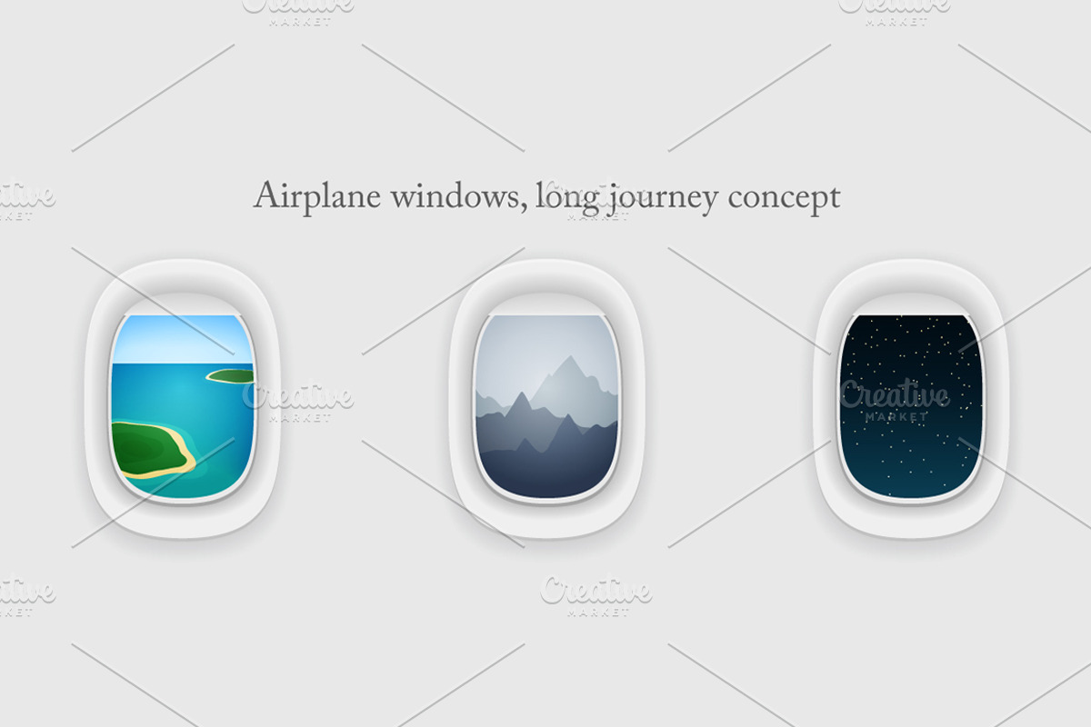 Airplane windows, vacation journey, an Object Illustration by odpium (Photo 1 of 4)