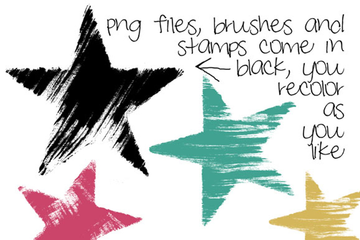 Handmade Monoprint Stars Clipart, a Texture Illustration by Colors on Paper (Photo 2 of 3)