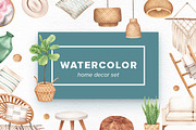 Watercolor Home Decor Set, an Object Graphic by Kotulska (Thumbnail 1 of 7)
