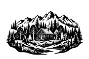 50 Forest Cabin Landscape Silhouette, an Empty State Illustration by Amazin_art (Thumbnail 26 of 38)