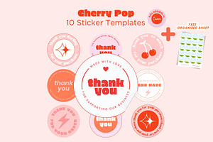 Cherry Pop Sticker Templates, a Stationery Template by Hell Yeah Designs