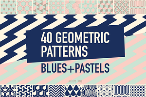 40 Geometric Patterns Blues+Pastels 