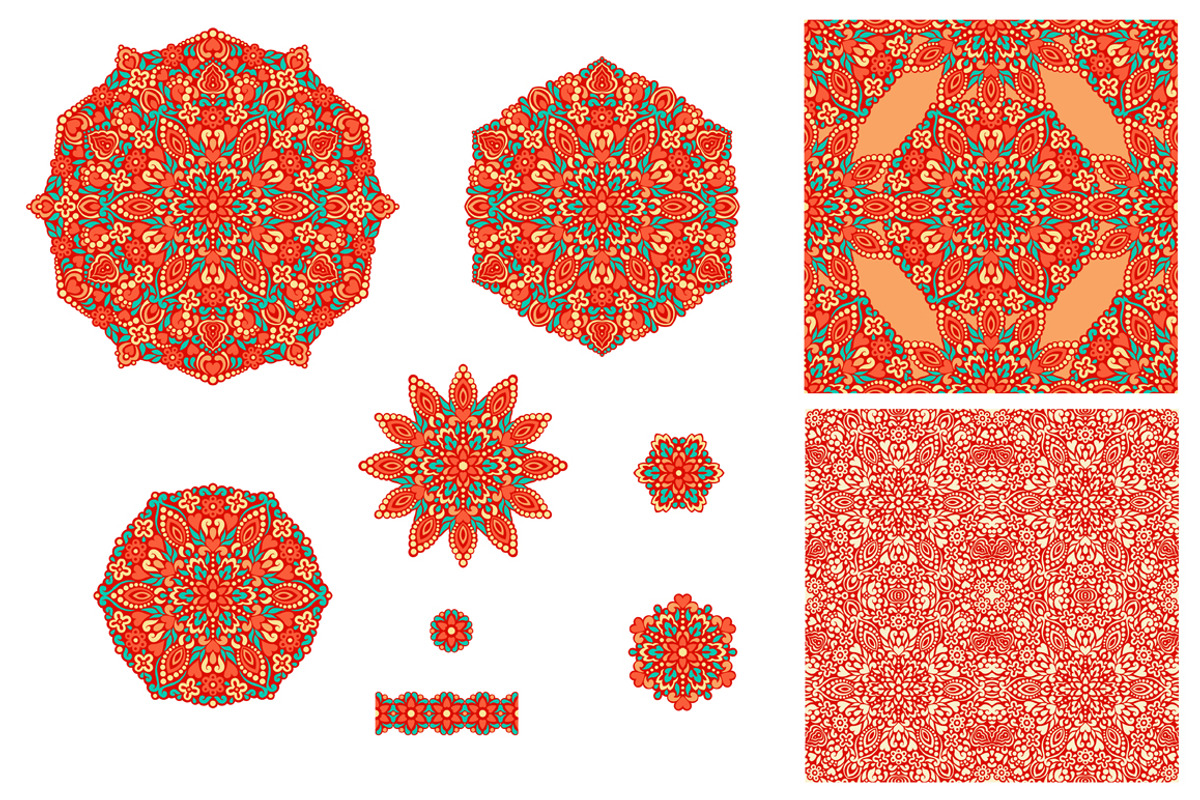 Oriental Patterns - Color Palette 1, a Pattern Graphic by Baksiabat (Photo 2 of 4)