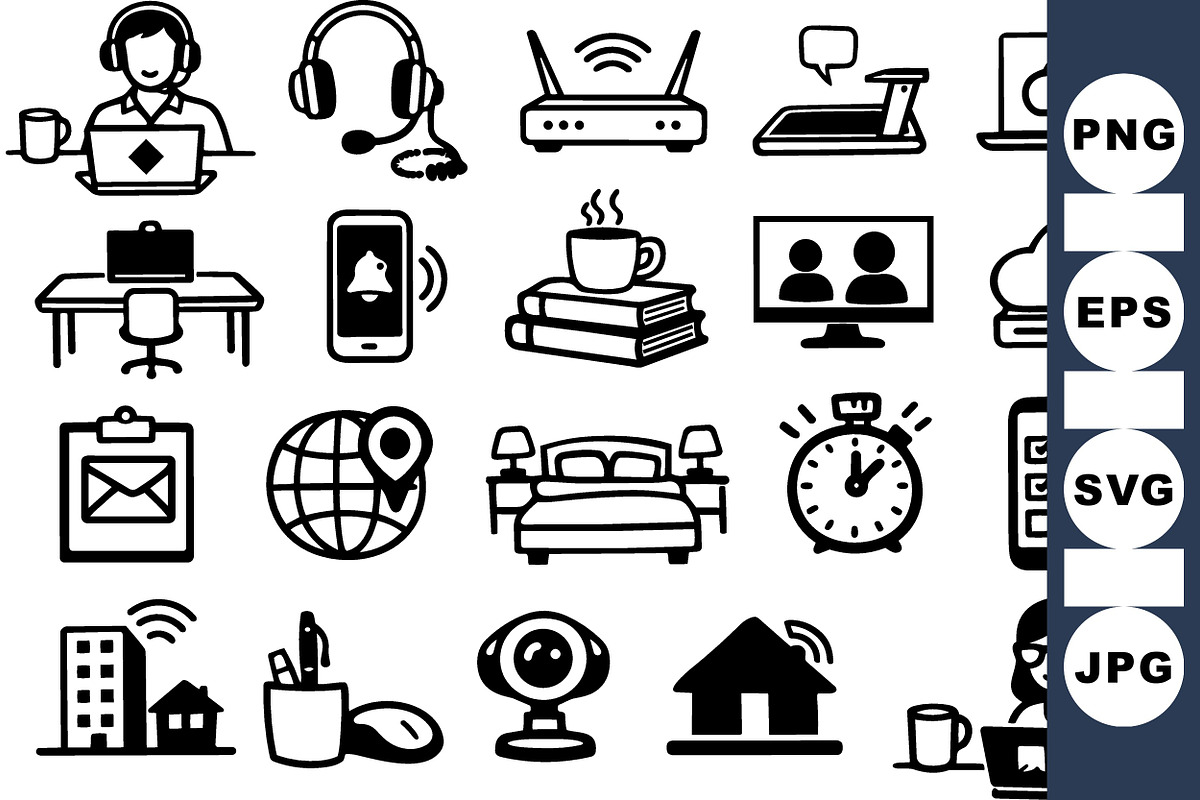 Remote Work Icon Collection for Digi, an Illustration by designvectx (Photo 1 of 3)