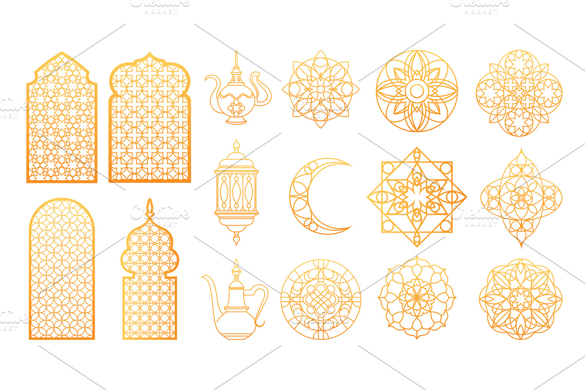 Islamic Ramadan ornament set, an Illustration by art PVP - market
