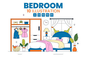 10 Bedroom Vector Illustration, a Decorative Illustration by denayunebgt